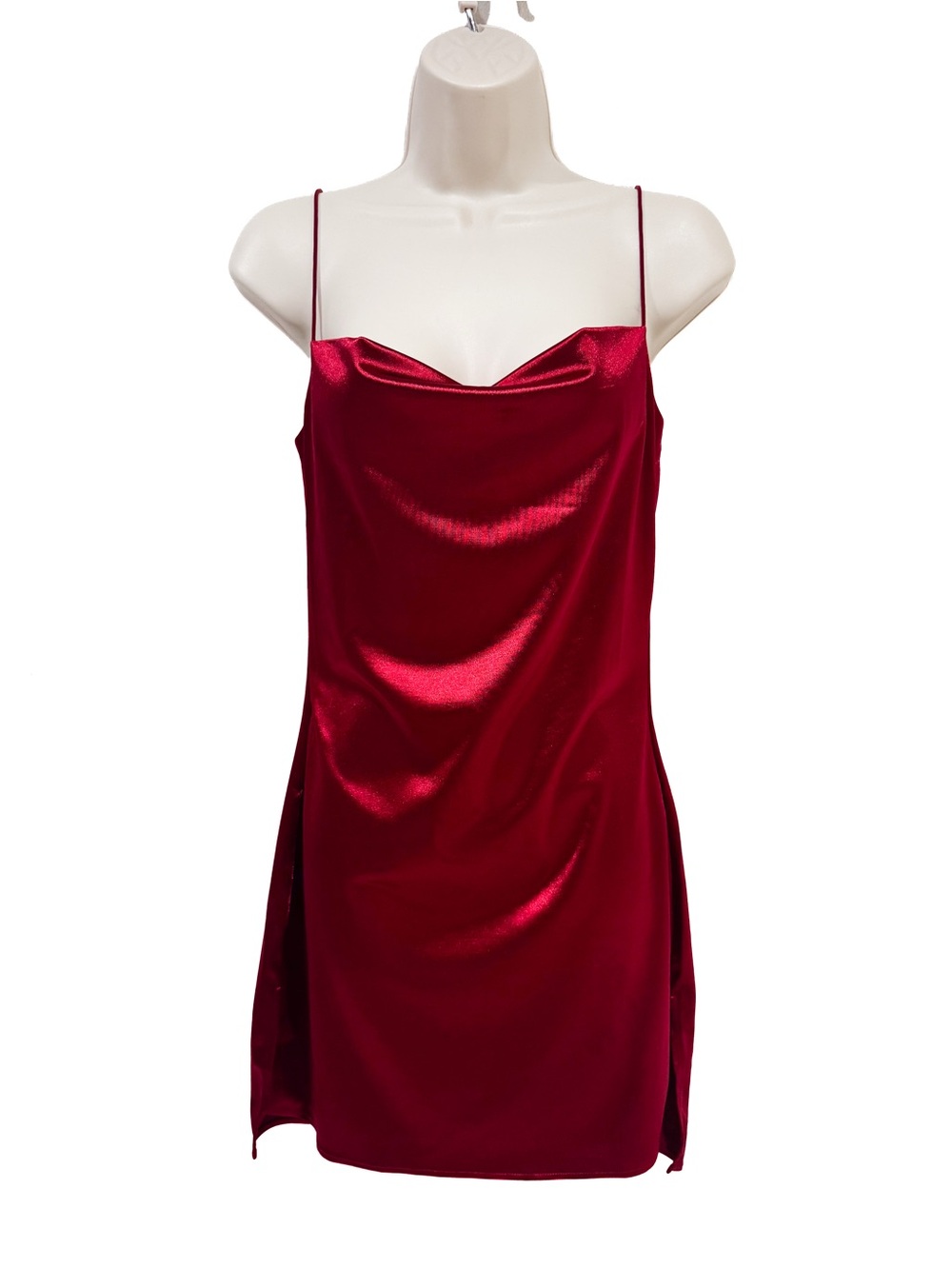 Zaful Red Satin Cowl Neck Slip Dress